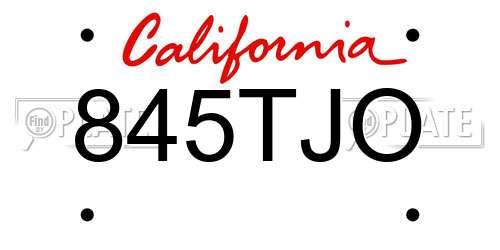 845TJO California License Plate