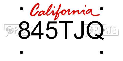 845TJQ California License Plate