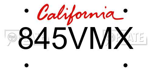 845VMX California License Plate