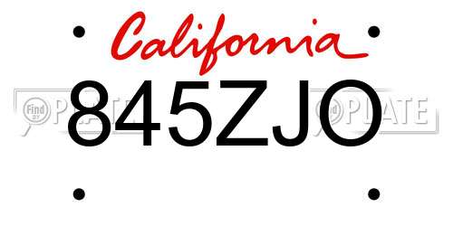 845ZJO California License Plate