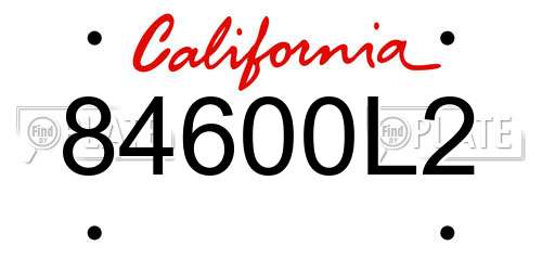 84600L2 California License Plate