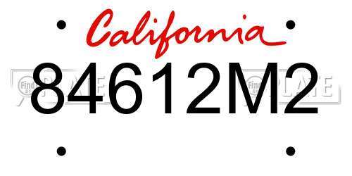 84612M2 California License Plate