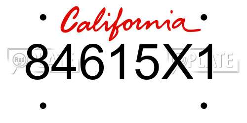 84615X1 California License Plate