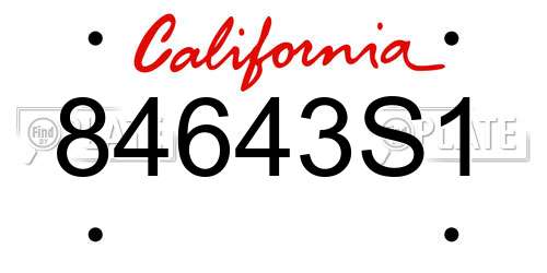 84643S1 California License Plate