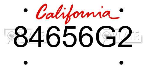84656G2 California License Plate