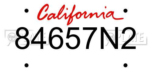 84657N2 California License Plate