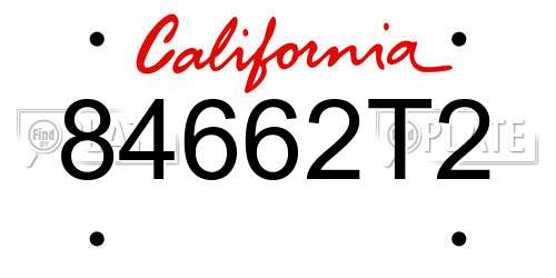84662T2 California License Plate