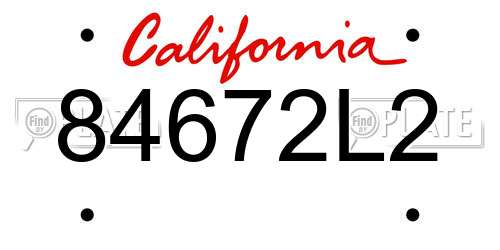 84672L2 California License Plate