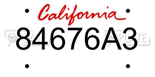 84676A3 California License Plate