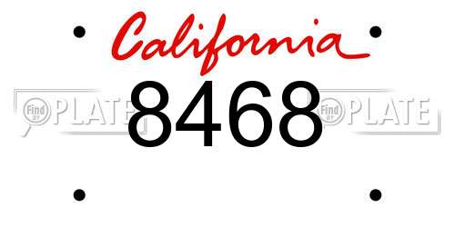 8468 California License Plate
