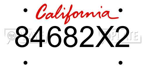 84682X2 California License Plate