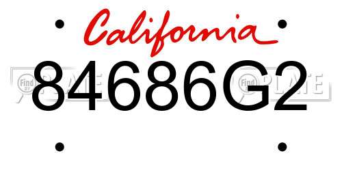 84686G2 California License Plate