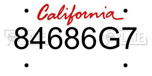 84686G7 California License Plate