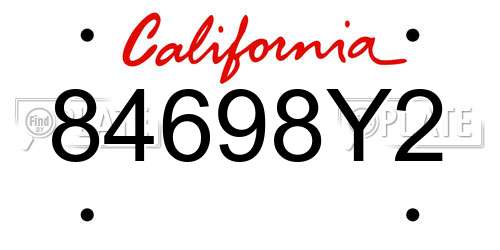 84698Y2 California License Plate