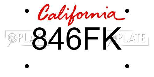846FK California License Plate