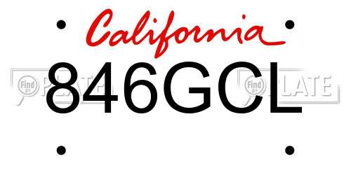 846GCL California License Plate