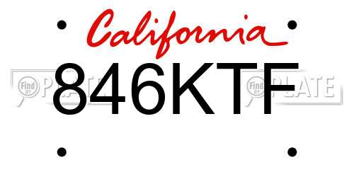 846KTF California License Plate