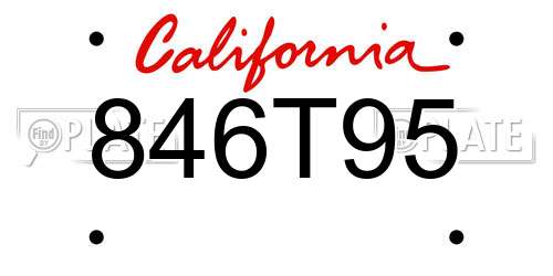 846T95 California License Plate