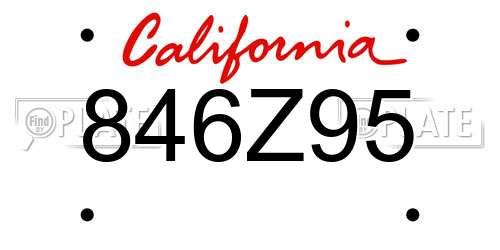 846Z95 California License Plate
