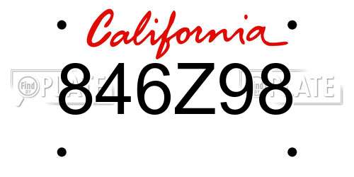 846Z98 California License Plate