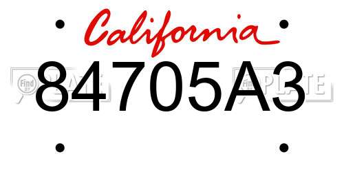 84705A3 California License Plate