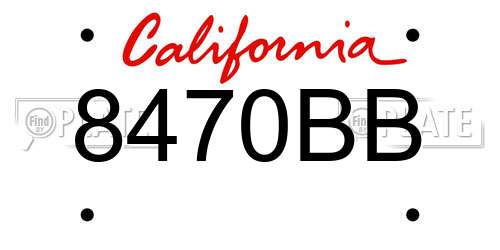 8470BB California License Plate