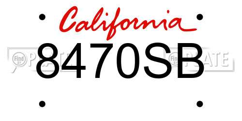 8470SB California License Plate