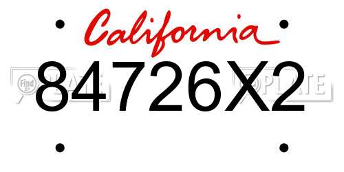 84726X2 California License Plate