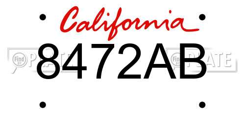 8472AB California License Plate