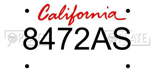 8472AS California License Plate