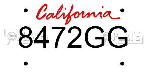 8472GG California License Plate