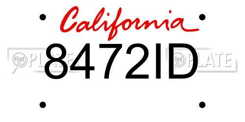 8472ID California License Plate