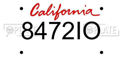 8472IO California License Plate