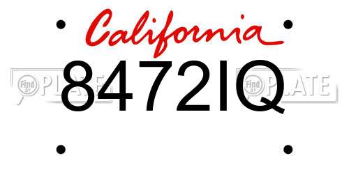 8472IQ California License Plate