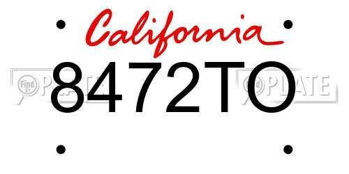 8472TO California License Plate