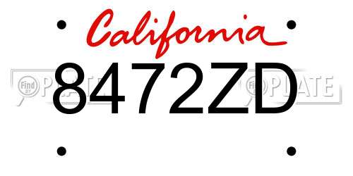 8472ZD California License Plate