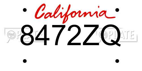 8472ZQ California License Plate