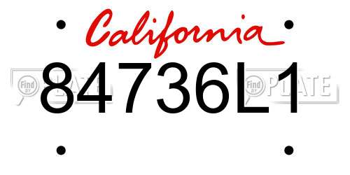 84736L1 California License Plate