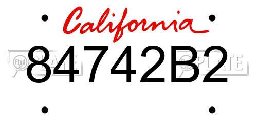 84742B2 California License Plate