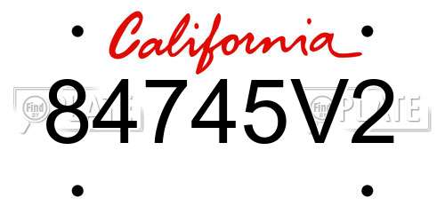 84745V2 California License Plate