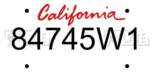84745W1 California License Plate