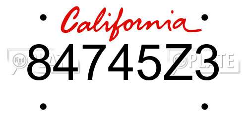 84745Z3 California License Plate