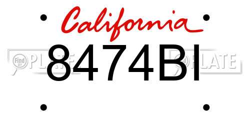 8474BI California License Plate