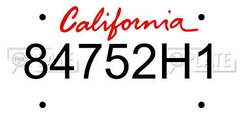 84752H1 California License Plate
