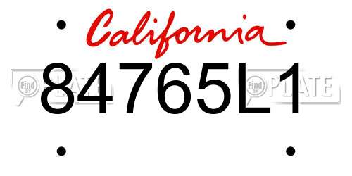 84765L1 California License Plate