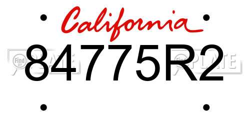 84775R2 California License Plate