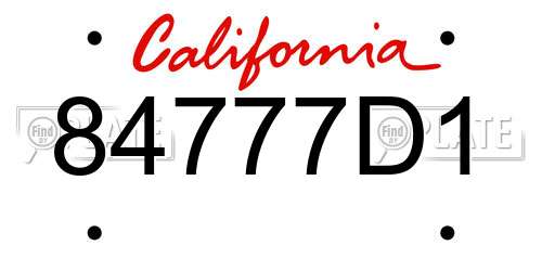 84777D1 California License Plate