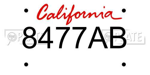 8477AB California License Plate