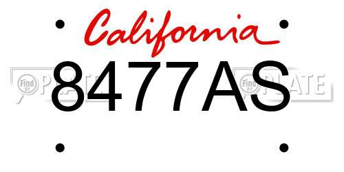 8477AS California License Plate