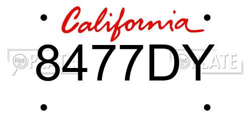 8477DY California License Plate